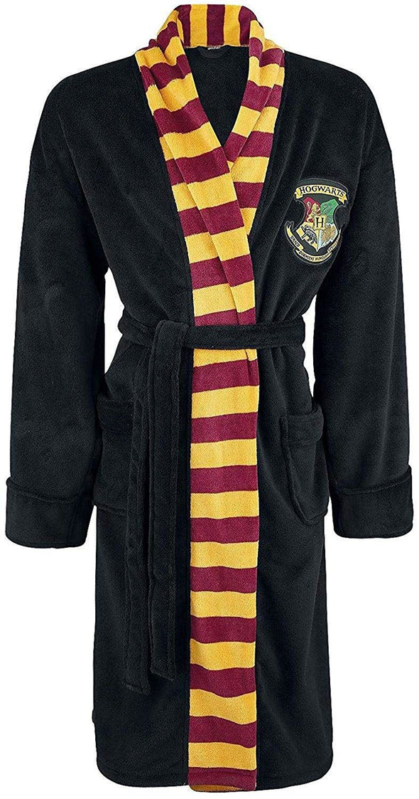 Hogwarts Harry Potter Ladies Black Fleece Robe with Scarf Detail