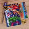 Marvel Avengers Burst Standard Stationery Pack Set| Notebook, Pen, Pencil, Ruler, Sharpener and Rubber