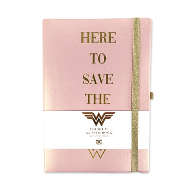Wonder Woman "Here To Save The Day" Pink And Gold Logo Premium Note Book