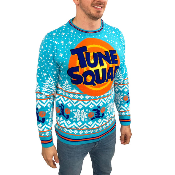 Looney Tunes Space Jam Light Blue Knitted Christmas Jumper