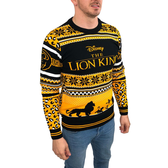 Official The Lion King Character Leopard Print Knitted Christmas Jumper