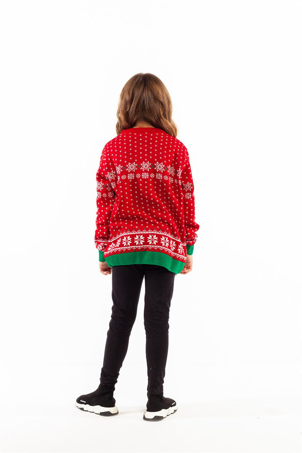 Official Elf I am a Cotton Headed Ninny Muggins Children's Unisex Red Knitted Christmas Jumper