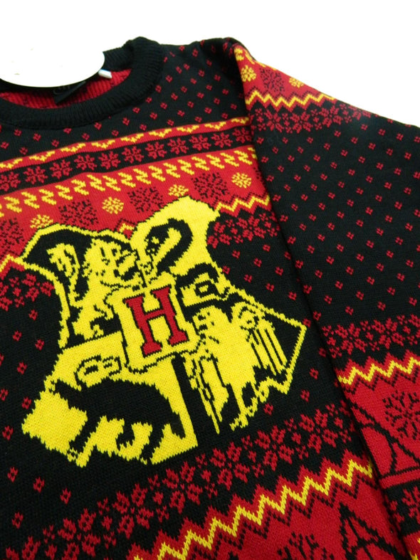 Official Harry Potter Hogwarts Crest Children's Red Knitted Christmas Jumper