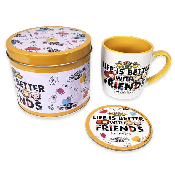 Official Friends Life Is Better- Chibi Mug & Coaster In Tin Set