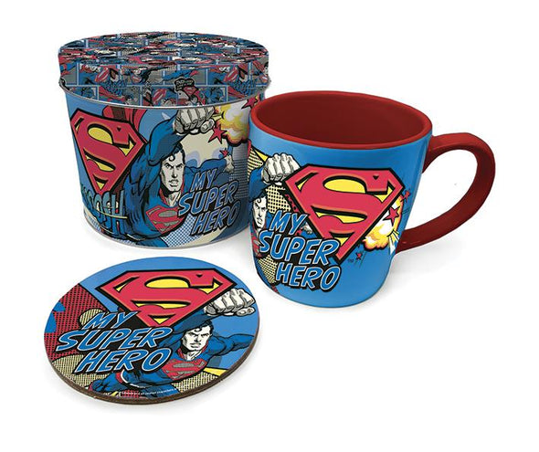 Superman My Superhero Tin Gift Set | Includes Matching Mug & Coaster