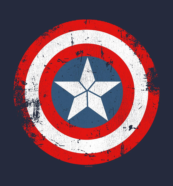 Captain America Distressed Shied Adults Unisex Navy T-Shirt