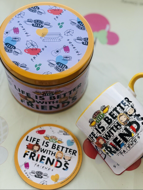 Official Friends Life Is Better- Chibi Mug & Coaster In Tin Set