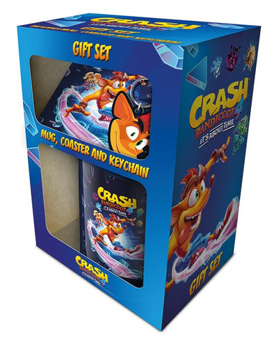 Crash Bandicoot it's About Time Mug, Coaster and Key Chain Gift Set