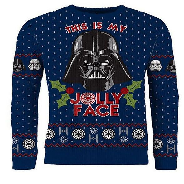 Star Wars Darth Vader 'This is My Jolly Face' Navy Unisex Christmas Jumper