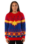 Captain Marvel Emblem Red & Blue Knitted Christmas Jumper