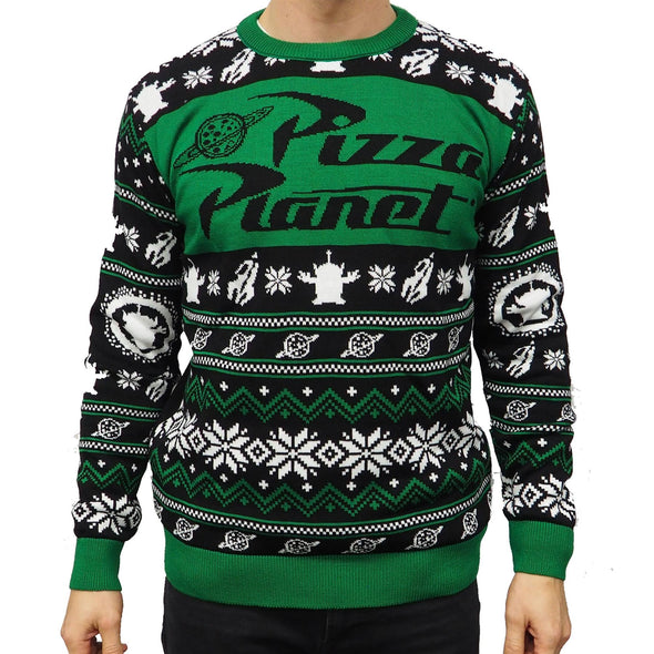 Official Toy Story Pizza Planet Green Knitted Christmas Jumper